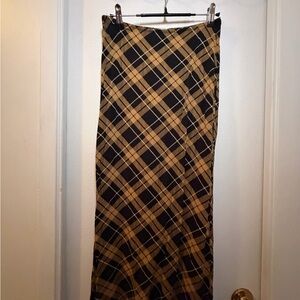 Ardene Black and Tan Plaid Maxi Skirt